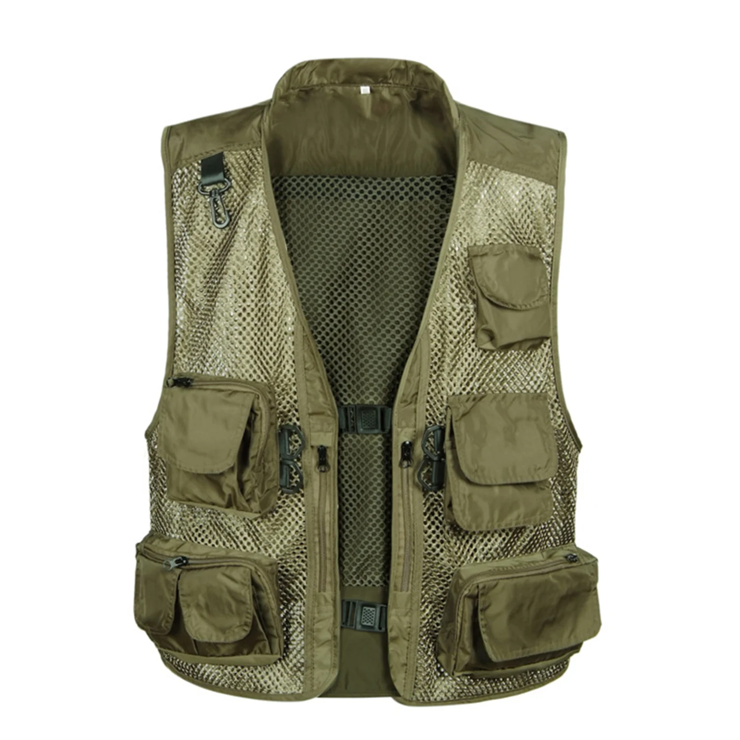 Men\'s Camouflage Hunting Vest Mesh Breathable Sleeveless Jacket Reporter Director Waistcoat Multi-Pocket Casual Fishing Vest