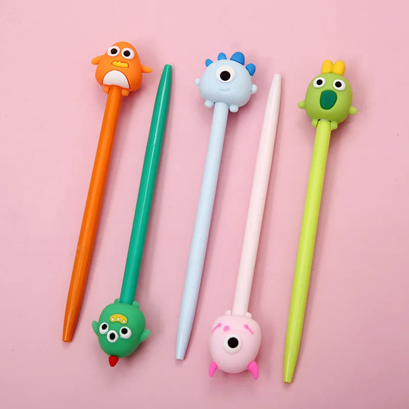 5pcs/Pack Creative Cute Signature Pen, Cute Little Fresh Clown Monster Neutral Pen