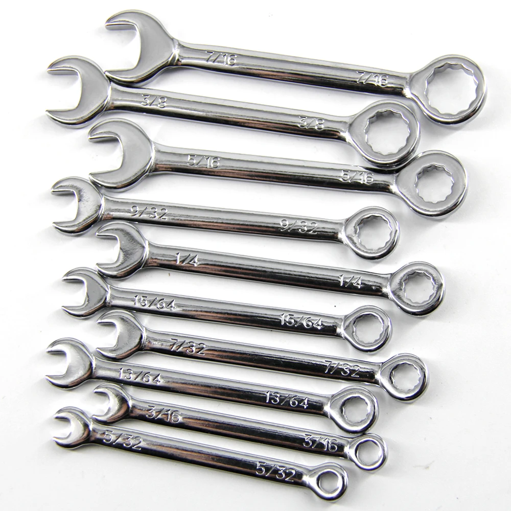 

New 10 Pcs Mini Open End Wrench 4-11mm Metrci / Imperial Standard 45# Steel Double End Ratchet Wrenches Mini Combination Spanner