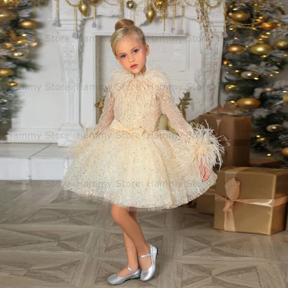 Meisjes Prinses Jurken Voor Birthday Party Gown Korte Mouwen Eerste Communie Jurk Bladerdeeg Sequin Kralen Bruiloft Bloem Meisje Jurk