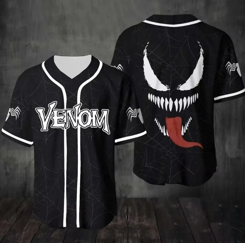 Personalized Venom Spider Man Marvel Anime 3D Printed Baseball Shirt Style T-shirt Shirt Fashion Children's Adult Clothing