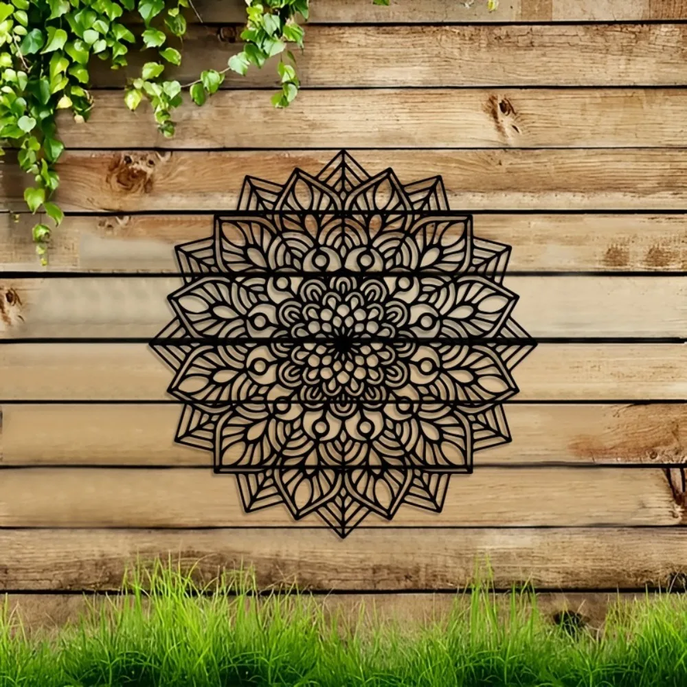 Lotus Mandala Metal Wall Sculpture Rustproof Spiritual Hanging Art For Living Room Garden Patio Yoga Lovers Gift