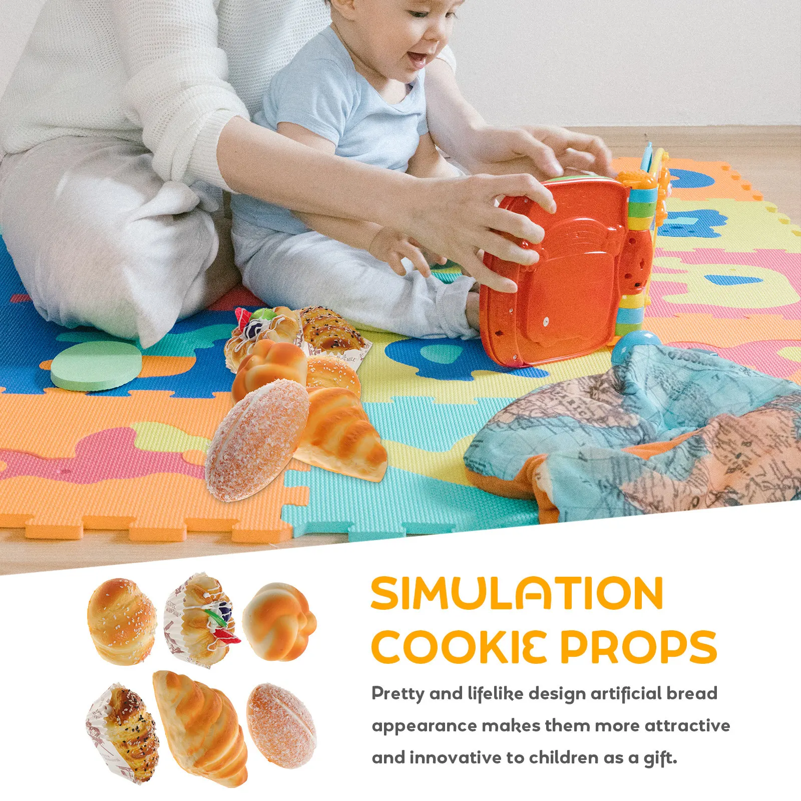 

6Pcs Realistic Fake Bread Decoration Artificial PU Bread Prop for Kitchen Shop Display Photography Food Showcase Ornament