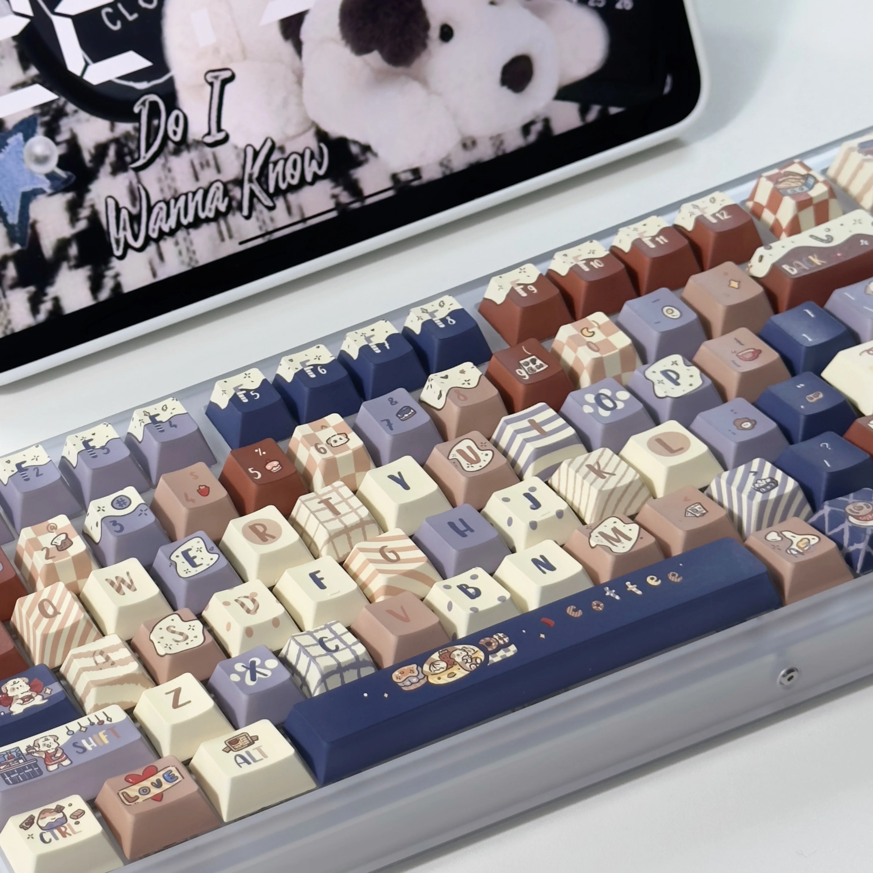 131 клавиши кофе щенок Keycap XOA/вишневый профиль Pbt двухсторонний сублимационный персонализированный Keycap подходит для клавиатуры под заказ