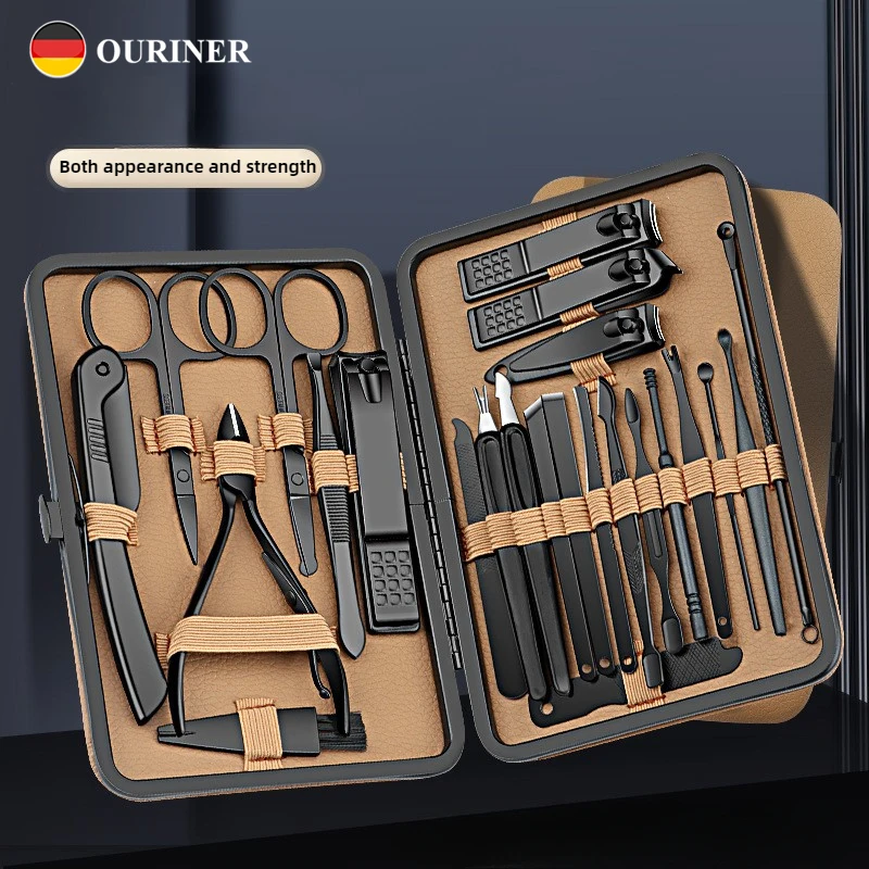 7/16/24 pezzi set manicure tagliaunghie professionale kit pedicure strumento per la cura delle unghie in acciaio inossidabile kit per toelettatura con viaggi di lusso
