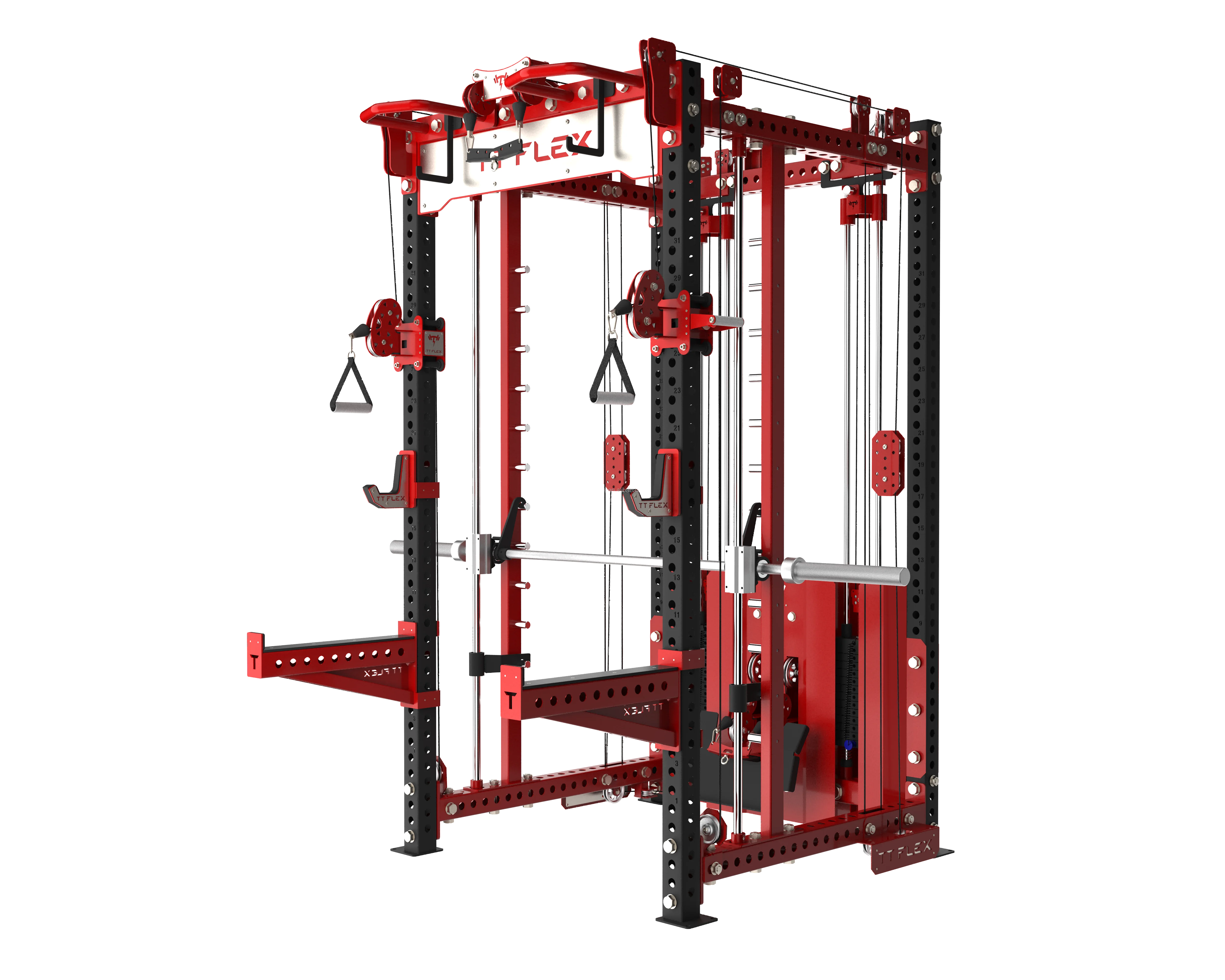 TTFlex Series 3-in-1 Home Use Gym Equipment High Quality Smith Machine Power Rack 170lbs Weight Stack for Leg Chest Training