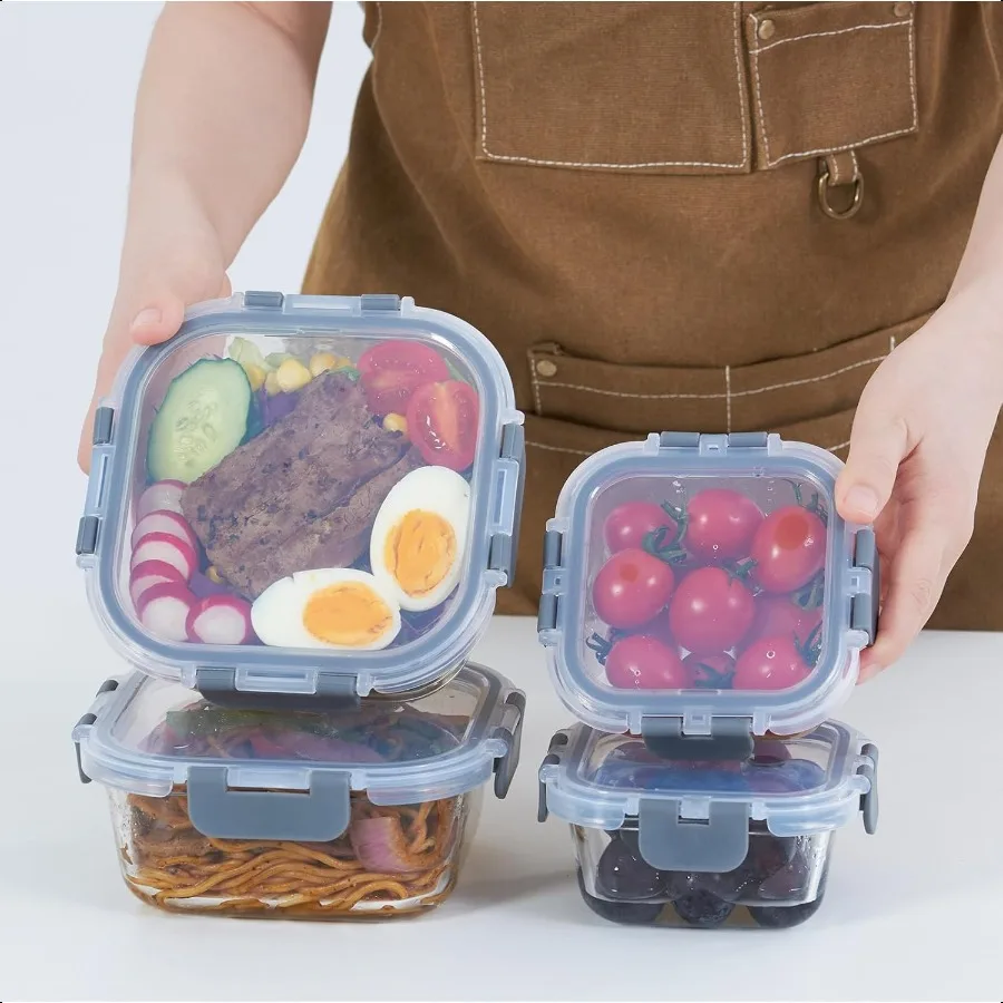 

Glass Food Storage Containers with Lids Upgraded Airtight 4 Pack Glass Storage Containers with Lids Not Easy Broken Leak Proof