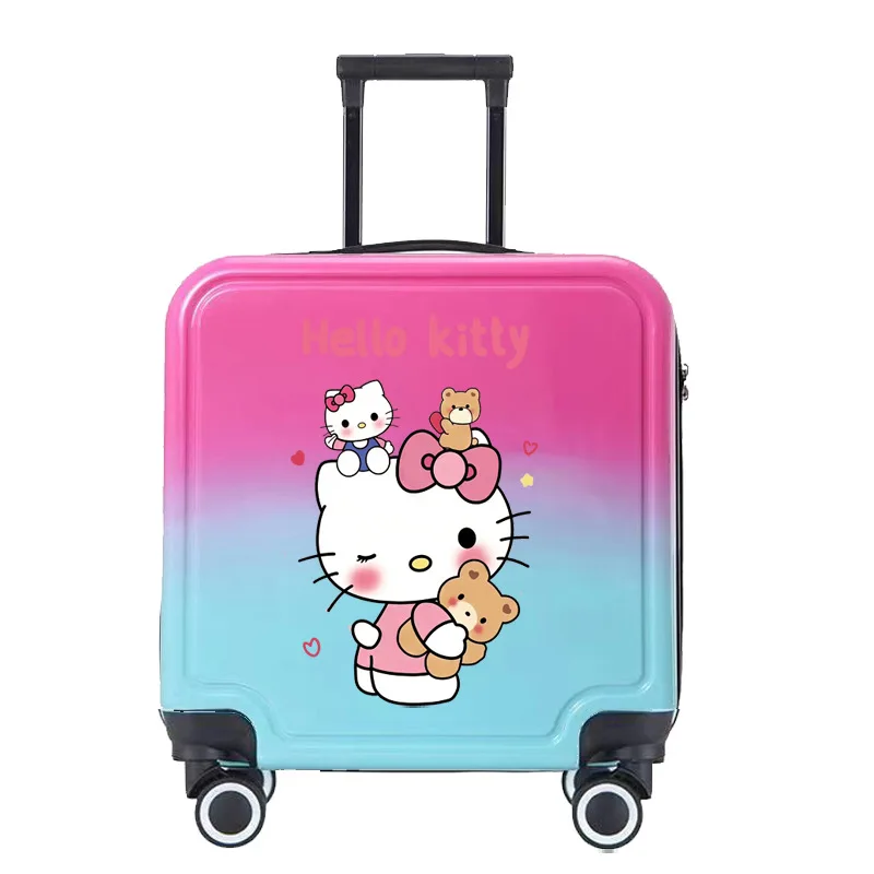 Anime Kawaii Sanrios Gradient Color Trolley Case Sturdy Durable Kids Password Box Suitcase Silent Universal Wheel Boarding Case