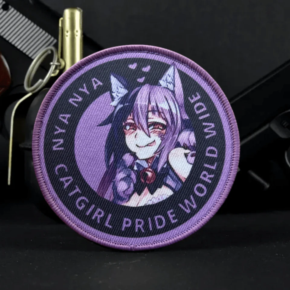 Anime CatGirls Tactical Patch JDM Gun Girl Printed Hook&Loop Patches Military Morale Badge Armband Backpack Vest Stickers