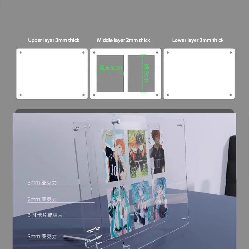 Acrylic Standing Card Holder,Trading Card Cases Protectors for Photocard Baseball Basketball Card Display for 3in Polaroid Photo