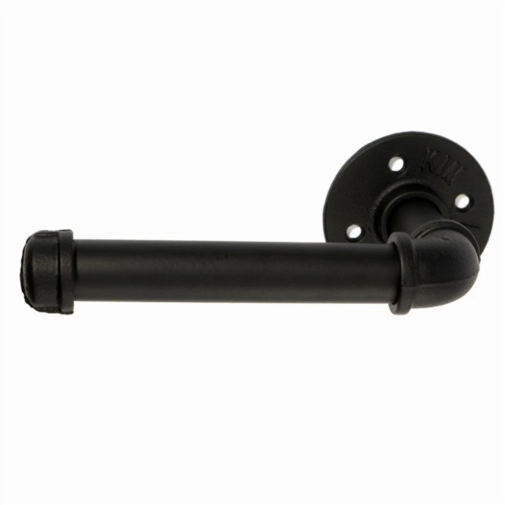 

Iron Pipe Wall Bracket for Bathroom Paper Towel Holder Black Tissue Stand Storage Rack Retro Style Easy Installation Fits