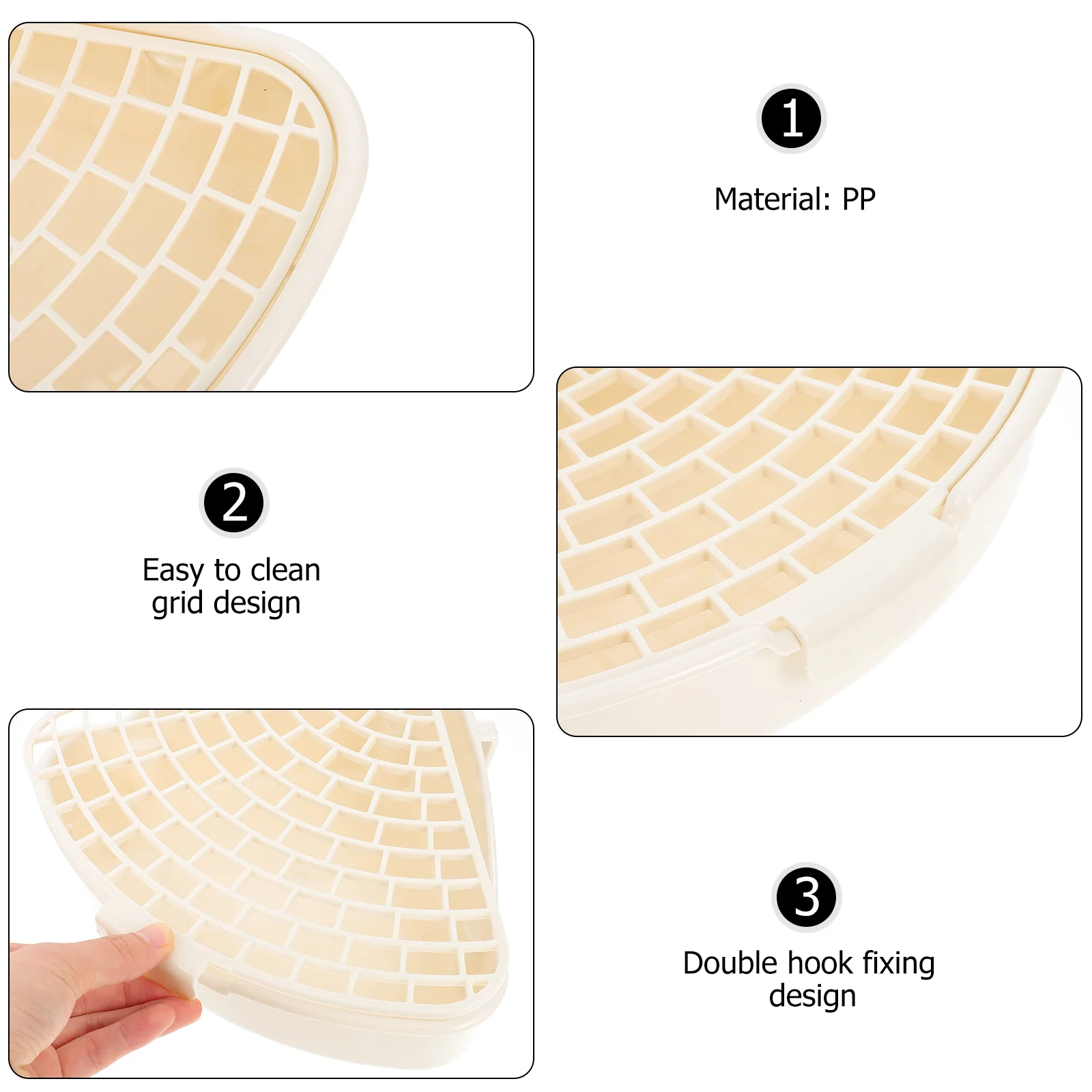صندوق نفايات الحيوانات الصغيرة، مادة PP ممتازة، خطاف مزدوج، قعادة تدريب أرنب ثابتة، تصميم شبكي ناعم لخنزير غينيا الأرنب