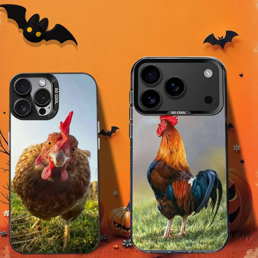 

R-Rooster Animal HenS Phone Case For iPhone 16,12,13,17,15,1,11,Mini,Pro,SE,XS,MAX,Black Matte Silicone Cover