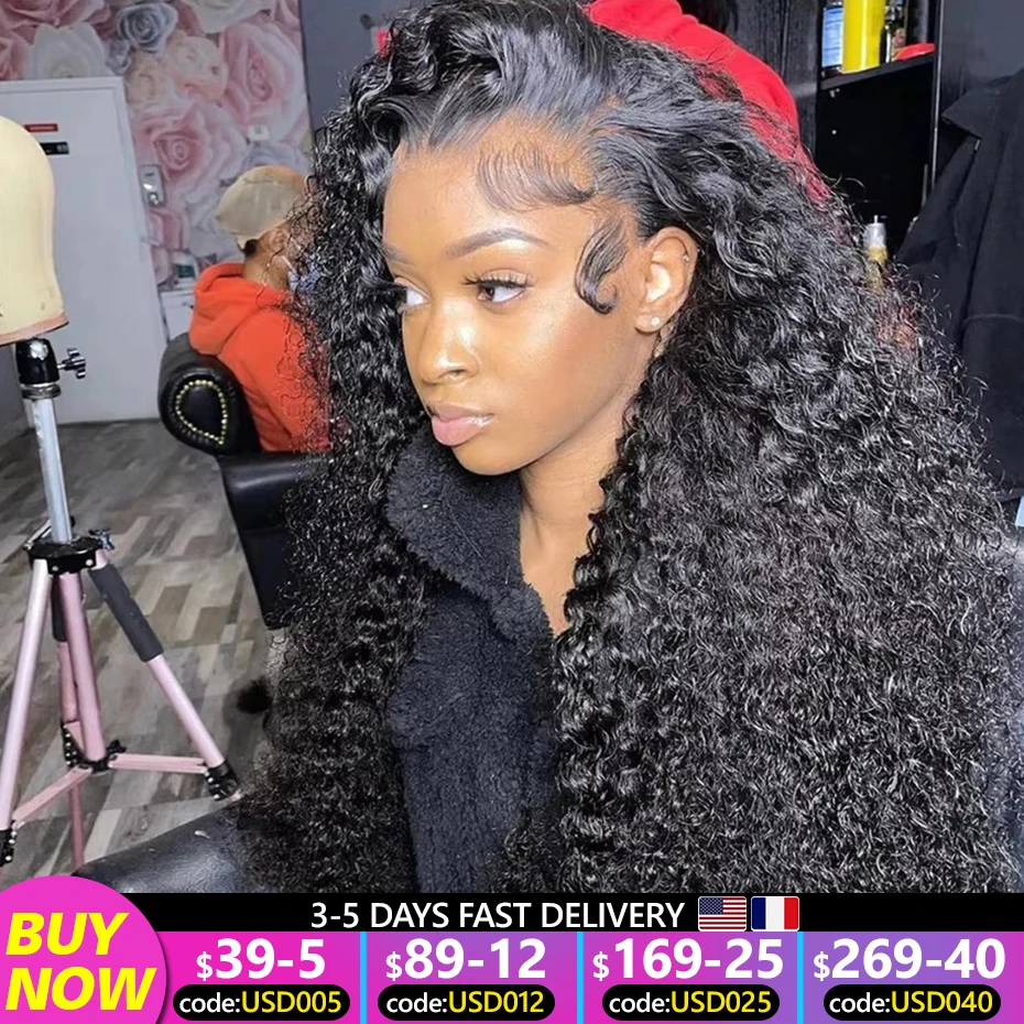 30 38Inche Deep Wave 13x6 Transparent Lace Front Human Hair Wig 200% 13x4 Brazilian Water Curly Wave Lace Frontal Wigs For Women