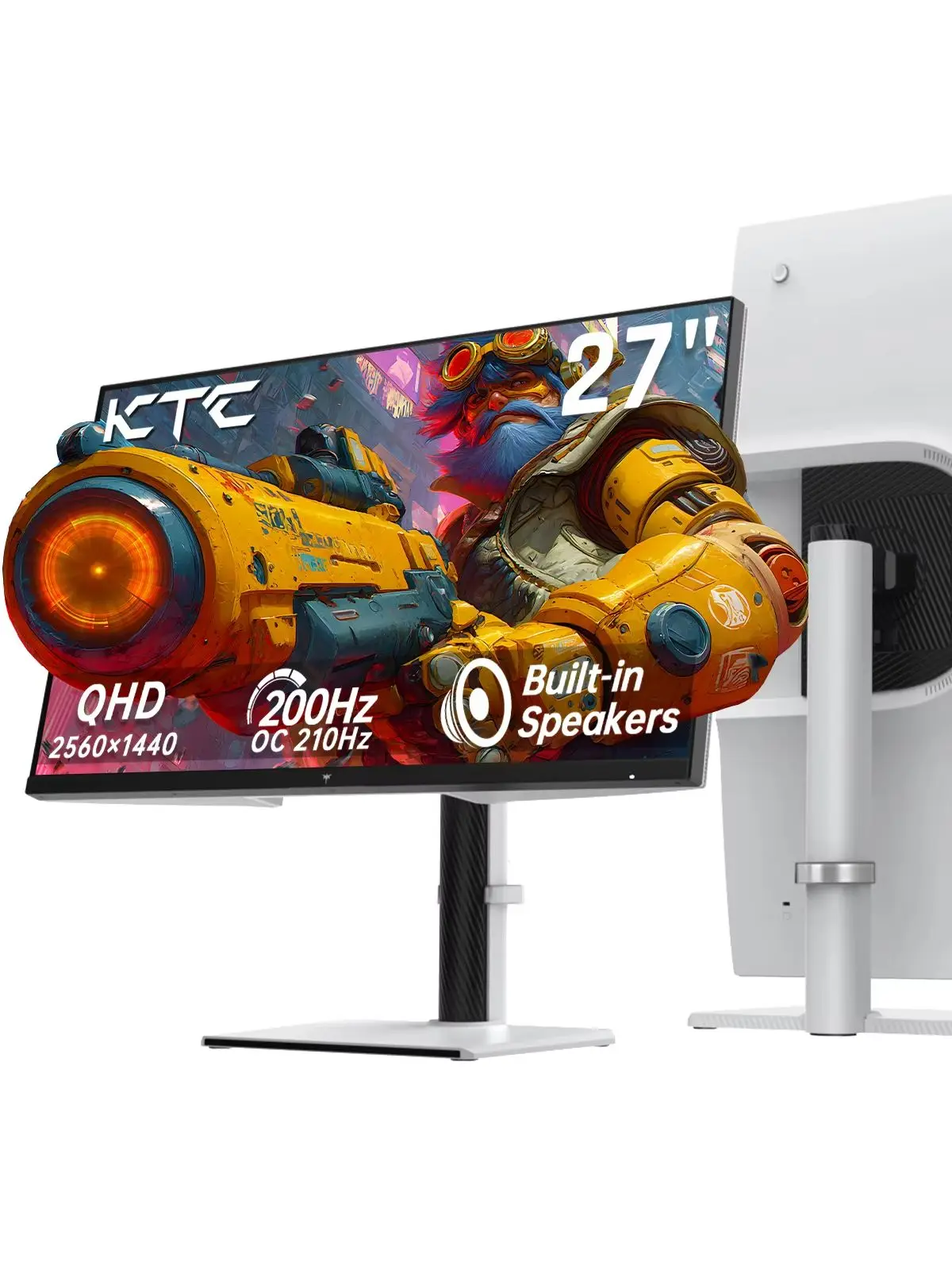 KTC Gaming Monitor 27 Inch | 2K@200Hz (OC 210Hz) | Built-in Speakers | Fast IPS Panel | 1ms