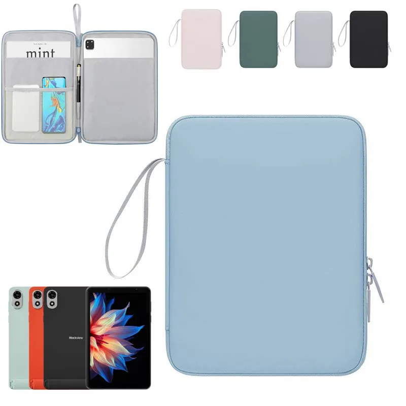 for Blackview Link 2 ZENO 1 Active 5 Tablet Bag Waterproof Sleeve Pocket Carry Case for Keyboard Mouse Pen Lanyard Zip Pouch
