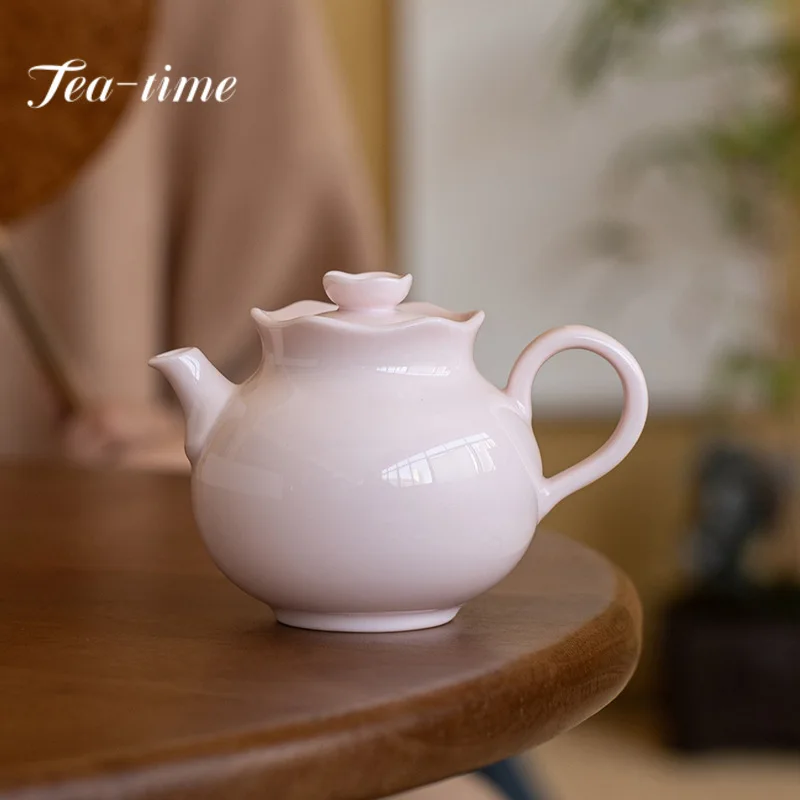 150ml Creative Jade Pink Mud Teapot Flower Lace Ceramic Pot with Filter Chinese Tea Brewing Kettle Women Kung Fu Tea Ware Gifts