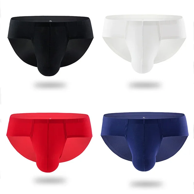 Sexy Men's Underwear Seamless Ice Silk Briefs Breathable Elastic Panties   Ultra-thin Pouch Male Underpants