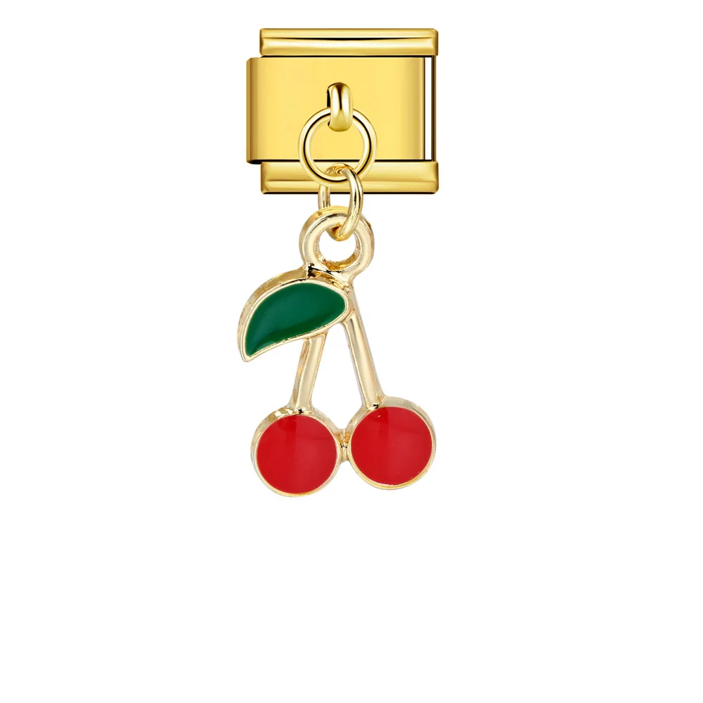 Neues Design, süße Früchte: Banane, Ananas, Kirsche, Avocado, italienische Charm-Elemente, passend für 9-mm-Edelstahlarmbänder, Schmuck zum Selbermachen. – Detail 3