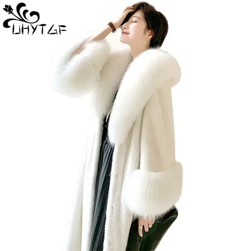 

Women's Clothing Mink Fur Coat Women Free Shipping Luxury Fox Fur Collar Winter Fur Jacket Female Simple 6XL Large Size Top 2885