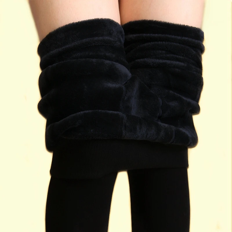 High Waist Thickened Fleece Leggings Women's Autumn Winter Bare Skin Feeling Abdomen Shaping One-Piece Pants Socks