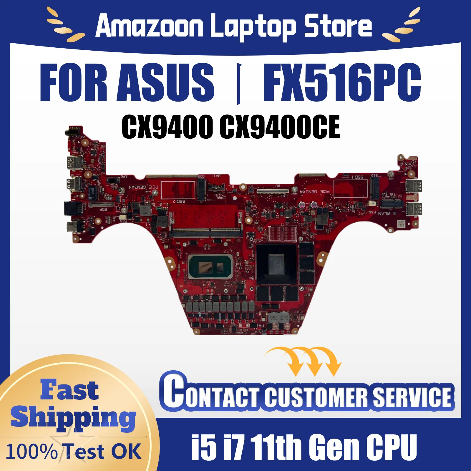 

FX516PC mainboard For ASUS FX516PM FX516PR FX516PE FX516PEZ FX516PCZ Laptop motherboard with CPU i5 i7 11th RTX3050 RTX3050Ti