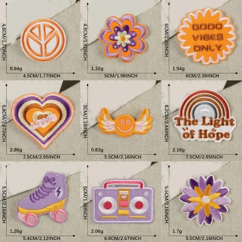 18 Pcs Roller Skates Iron on Patches Speaker Embroidered Patches for Dress Jeans Y08E