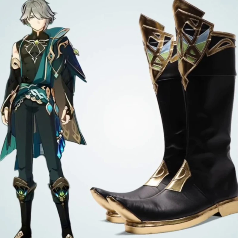 

Game Impact Ai Haitham Boots Cosplay Long Boots Shoes Women/Men Boots Halloween For Girl Boy PU Character Shoes Size 220-285