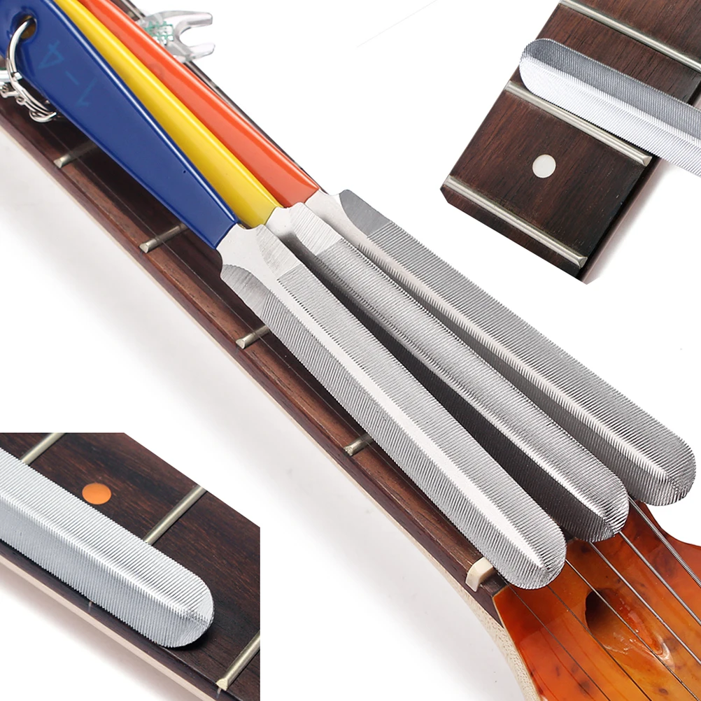 

3pcs Nut Bridge File for Acoustic Electric Guitar Filing String Slots Fret Crowning Slot Luthier Repair Tool Parts