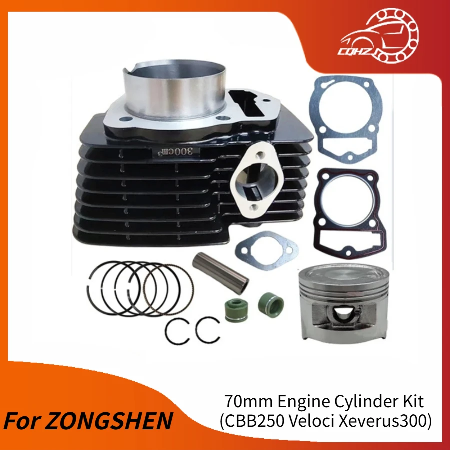 

CQHZJ Motorcycle Accessory Engine Parts 70mm Cylinder Kit For ZONGSHEN 250CC To 300CC CBB250 Veloci Xeverus300 Motor