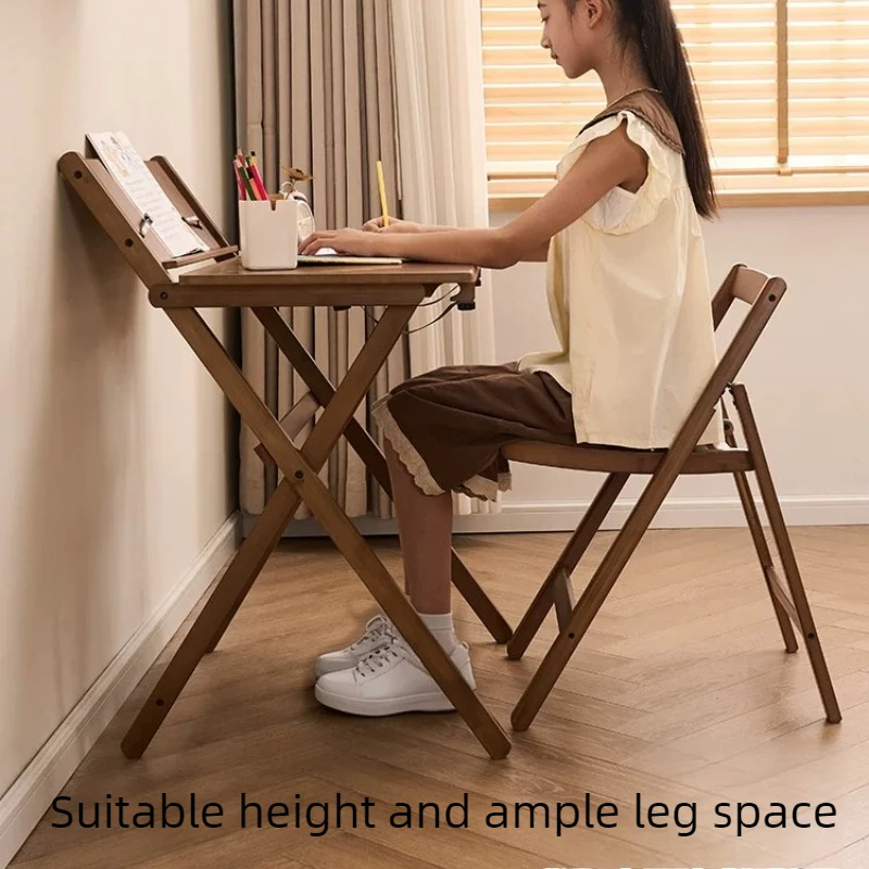 Adjustable Foldable Kids Study Desk Student Writing Workstation Bedroom Bedside Computer Table for Learning Office Furniture