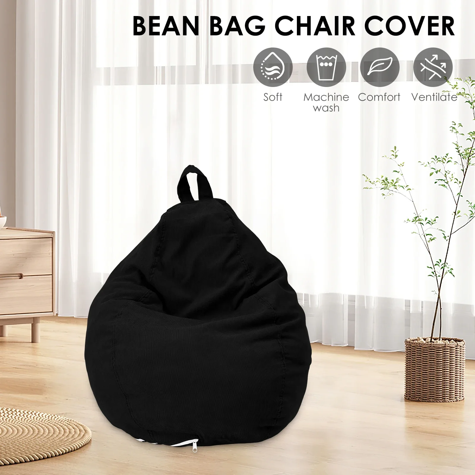 Large Bean Bag Lazy Seat Chair Sofa Cover Couch Soft Fluffy Breathable Adult Child Tatami Living Room Decorative No Padding image 2