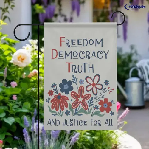 Freedom Democracy Truth Garden Flag – Patriotic Floral Design–Outdoor Yard Decor FFLCCE ZZA WWL IIC