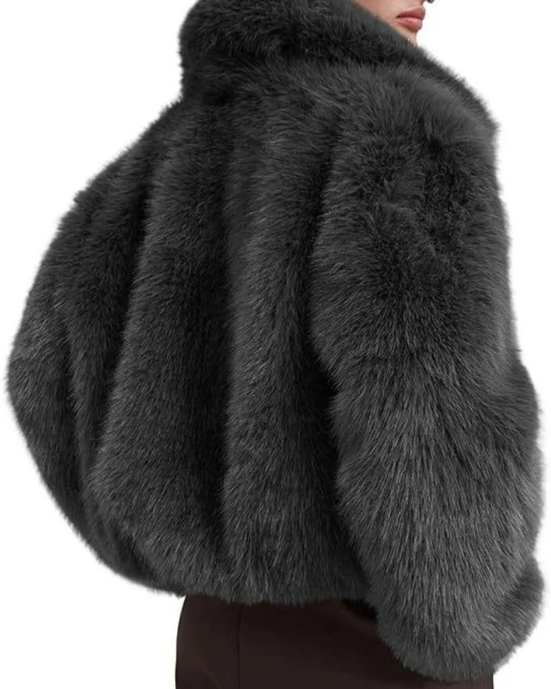 Women's Faux Fur Lapel Jacket for Chic Style - alternate angle