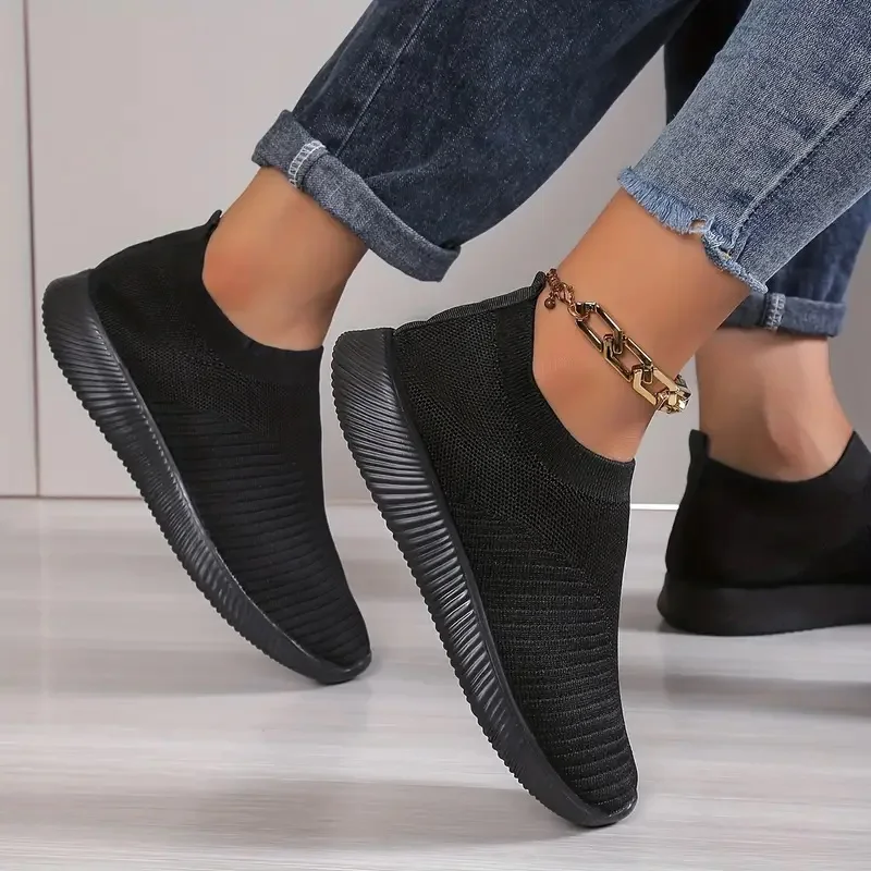 Damskie trampki w jednolitym kolorze Oddychające, latające, tkane buty outdoorowe Lekkie, niskie buty do biegania