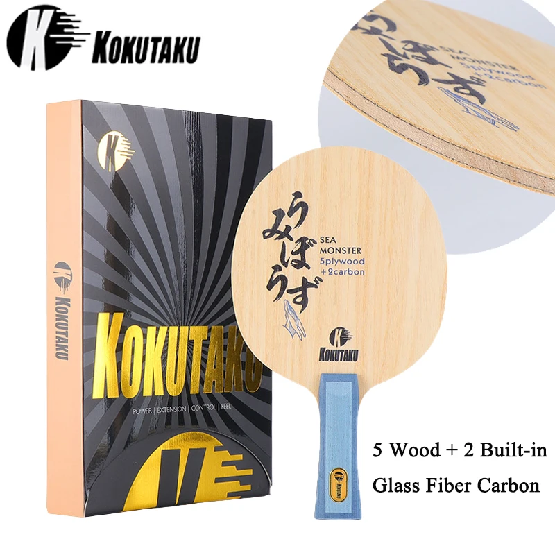 

KOKUTAKU Sea Monster 5 Wood + 2 Built-in Glass Fiber Carbon Table Tennis Blade Koto Surface Ping Pong Blade Quick Attack & Loop