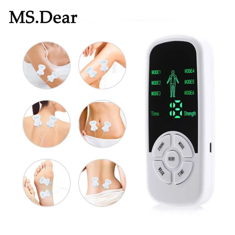 

6 Modes Tens Electric Massager Muscle Relax Device Full Body Stimulator Back Waist Knee Healthy Care Patchs Digital Massage Tool