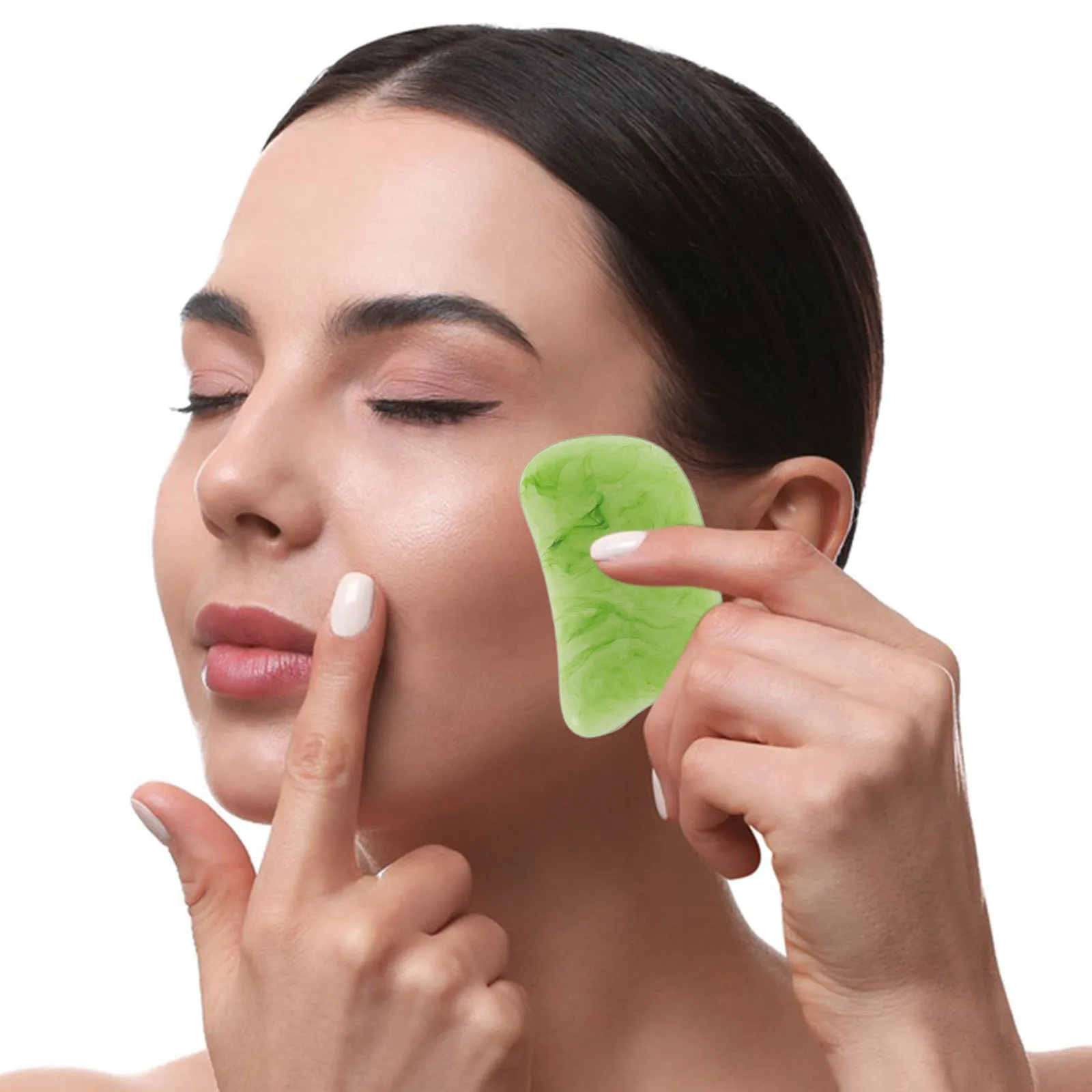 

Gua Sha Kit Jade Massage Tool for Face Body Green Board Set Facial Scalp Skin Care Resin Material Promoting Blood Circulation