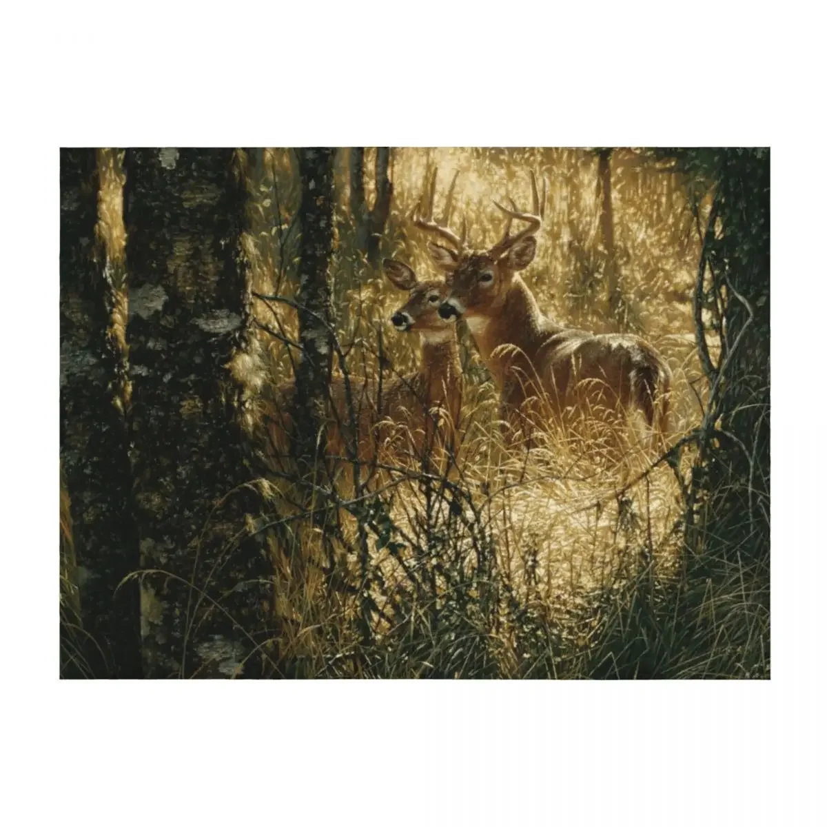 

Whitetail Deer "A Golden Moment" Throw Blanket Tourist Kid'S For Baby christmas decoration Blankets