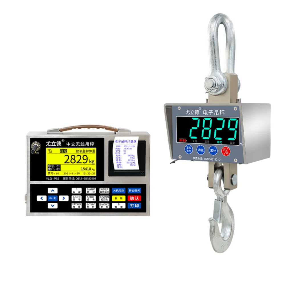 Yulide Electronic 5 Ton Wireless Crane Scale 10T Hook & 3T Waterproof Load Cell Force Sensor For Accurate Readings