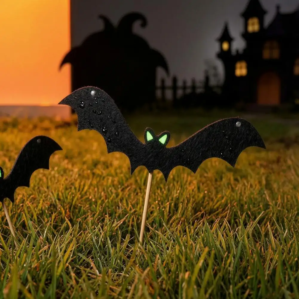 Halloween House Decorations Halloween Bat Garden Stake with Glowing Green Eyes Waterproof Outdoor Lawn Decor Flying for Haunted