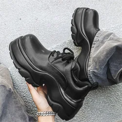 Platform Genuine Leather Mens Casual Shoes Thick Bottom Increase Men Sneakers Trendy Man Oxfords Shoes Formal Dress Footwear