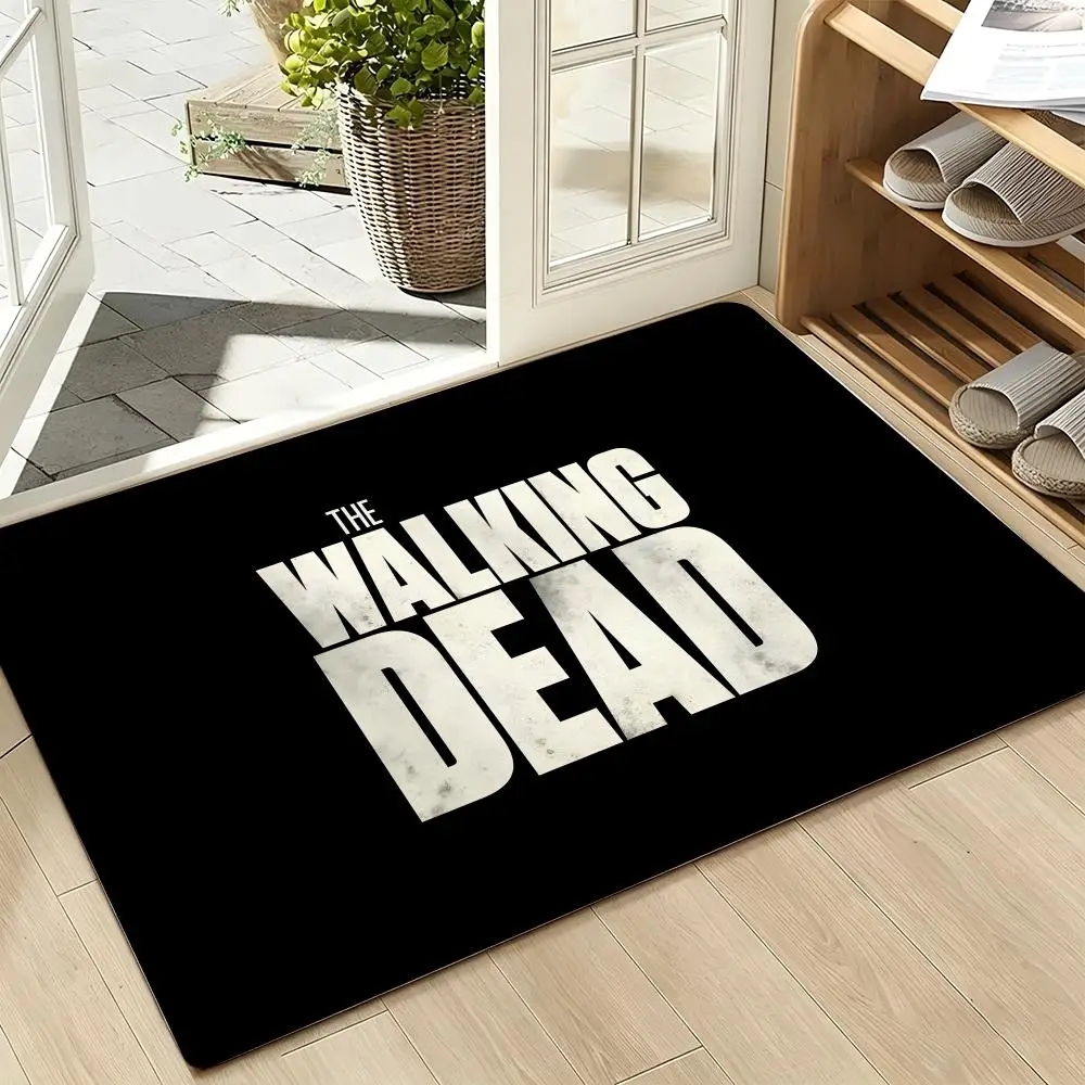 Outdoor W-Warning S-Sign Floor Mat Soft Flannel Entrance Door Mat Non Slip Absorbent Bathroom Bedroom Floor Rug