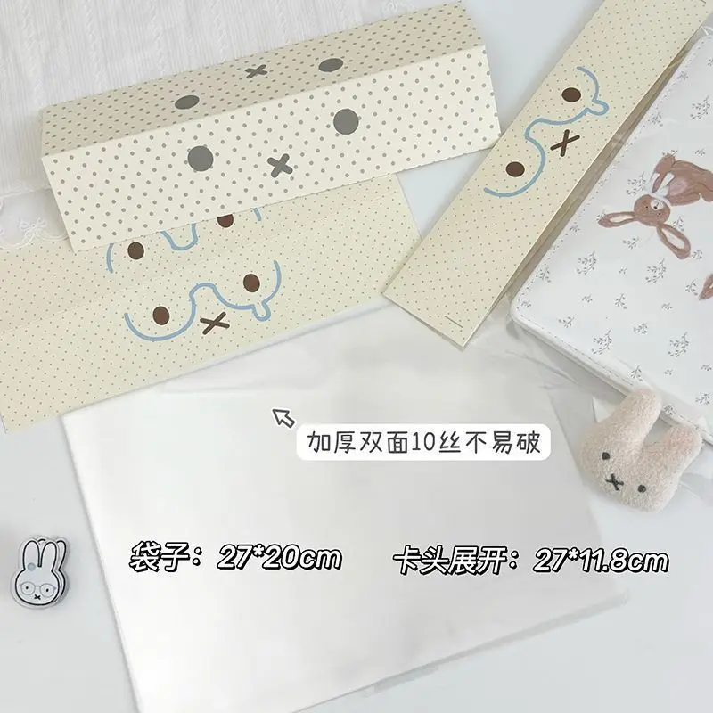 Miffy Rabbit Cartoon Flat Pouch Oversized Header Card Folded Hair Accessories Hair Rope DIY Jewelry Packaging Materials Stall