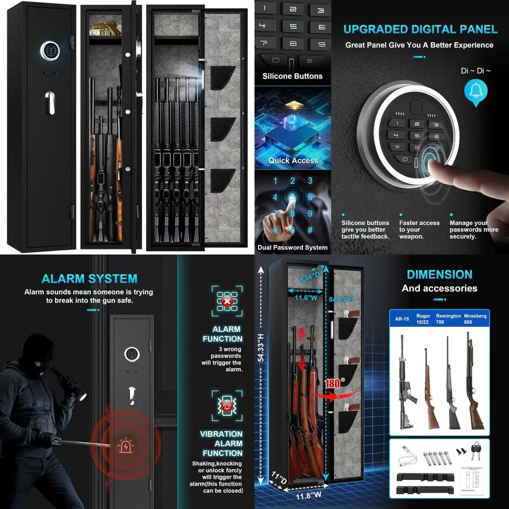 

«домашний сейф для винтовки и пистолетов с улучшенным цифровым замком и светодиодной подсветкой».