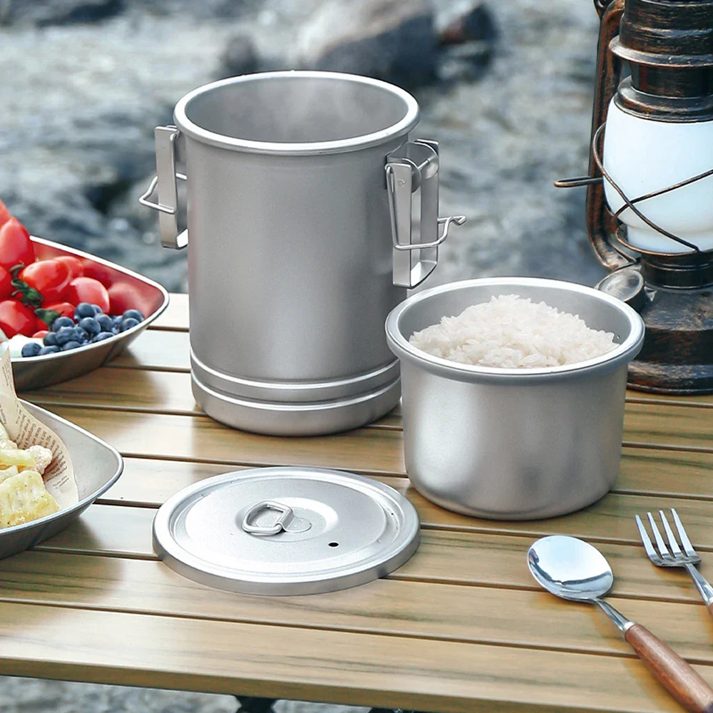 Camping Hiking Rice Cooker Outdoor Portable Picnic Cookware Stainless Steel Pot Multifunctional Travel Cooking Accessory