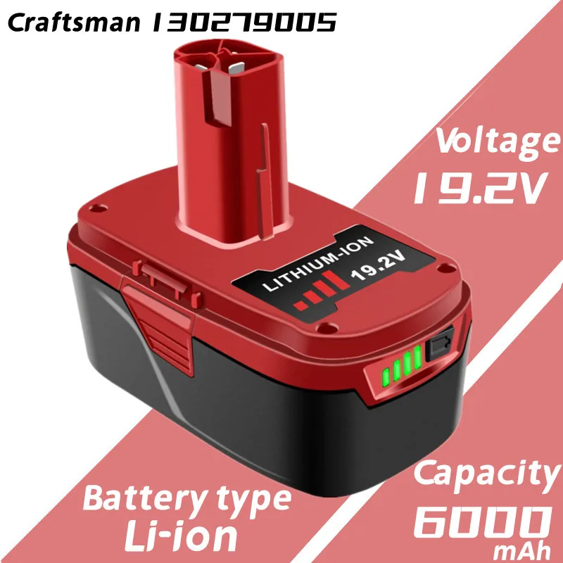 

1-2Pack 6.0Ah 19.2V Lithium ion Battery Replacement for Craftsman 19.2 Volt Battery XCP DieHard PP2011 PP2030 130156001130279005