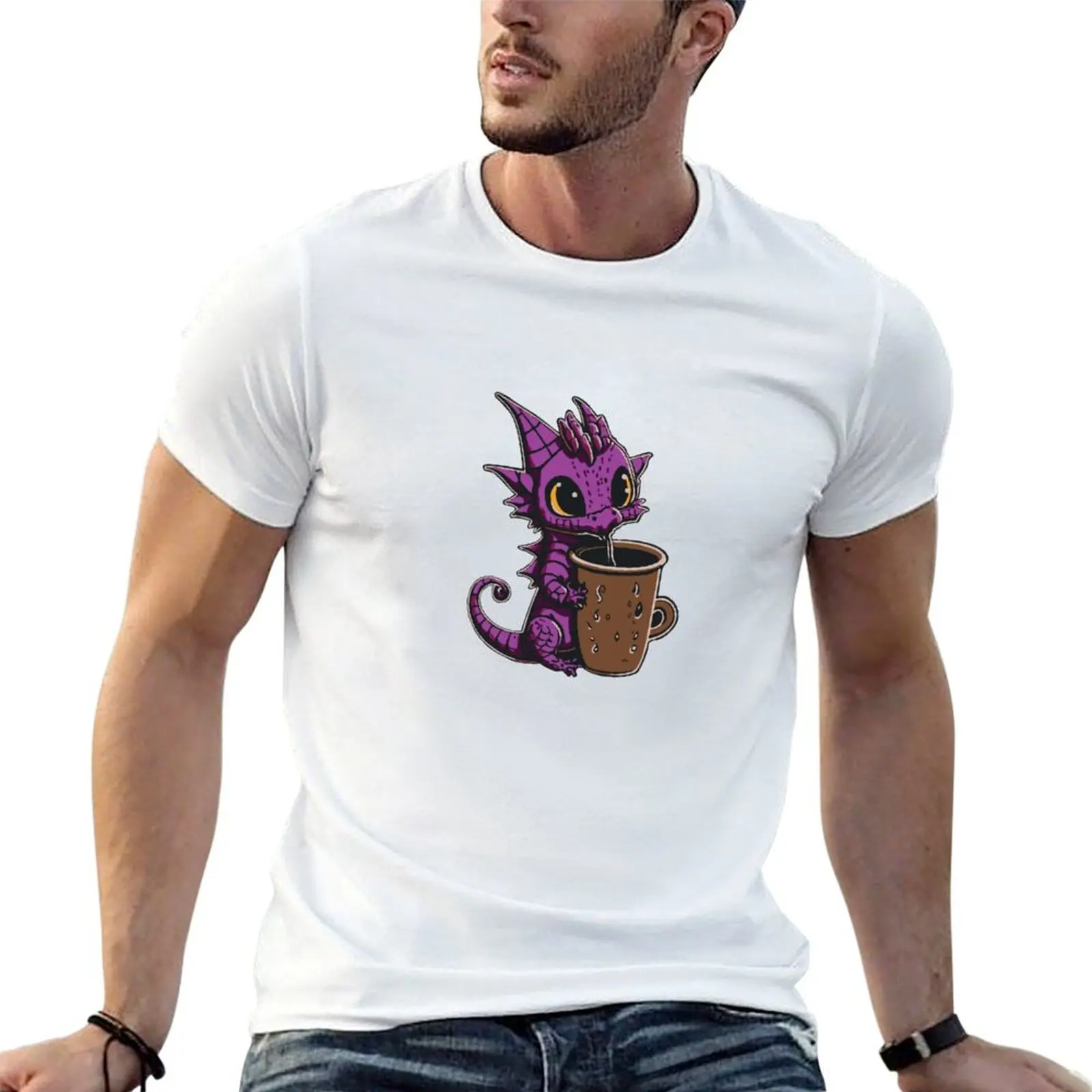 

Purple Dragon coffee T-Shirt t shirts for man graphic vintage cotton t shirts man 100% T-Shirt