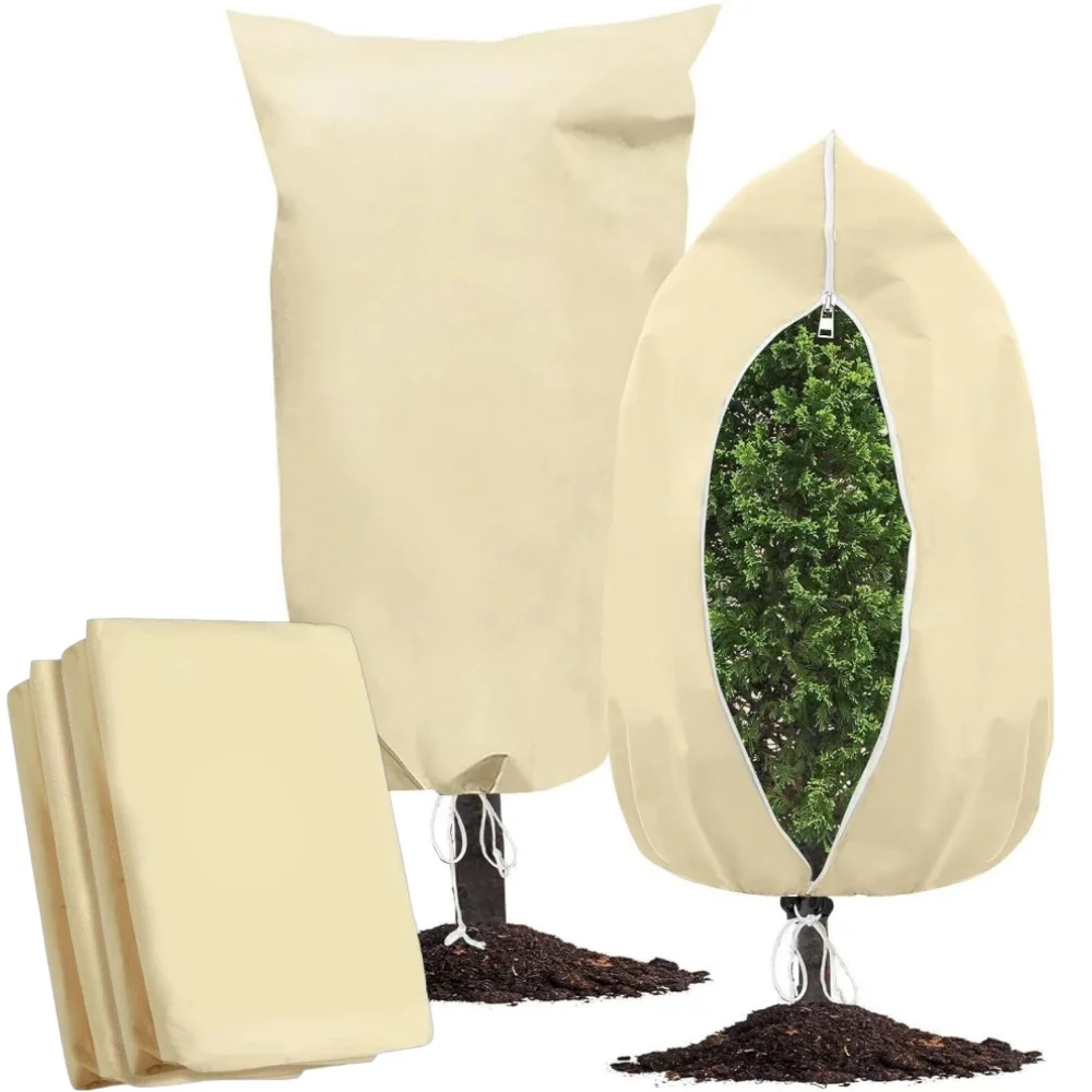 2 Pezzi Copertura per Piante Invernale, Sacchi Protettivi per Alberi e Arbusti, Coperte in Tessuto Antigelo per Piante da Esterno, Coperture Antigelo con Cerniera