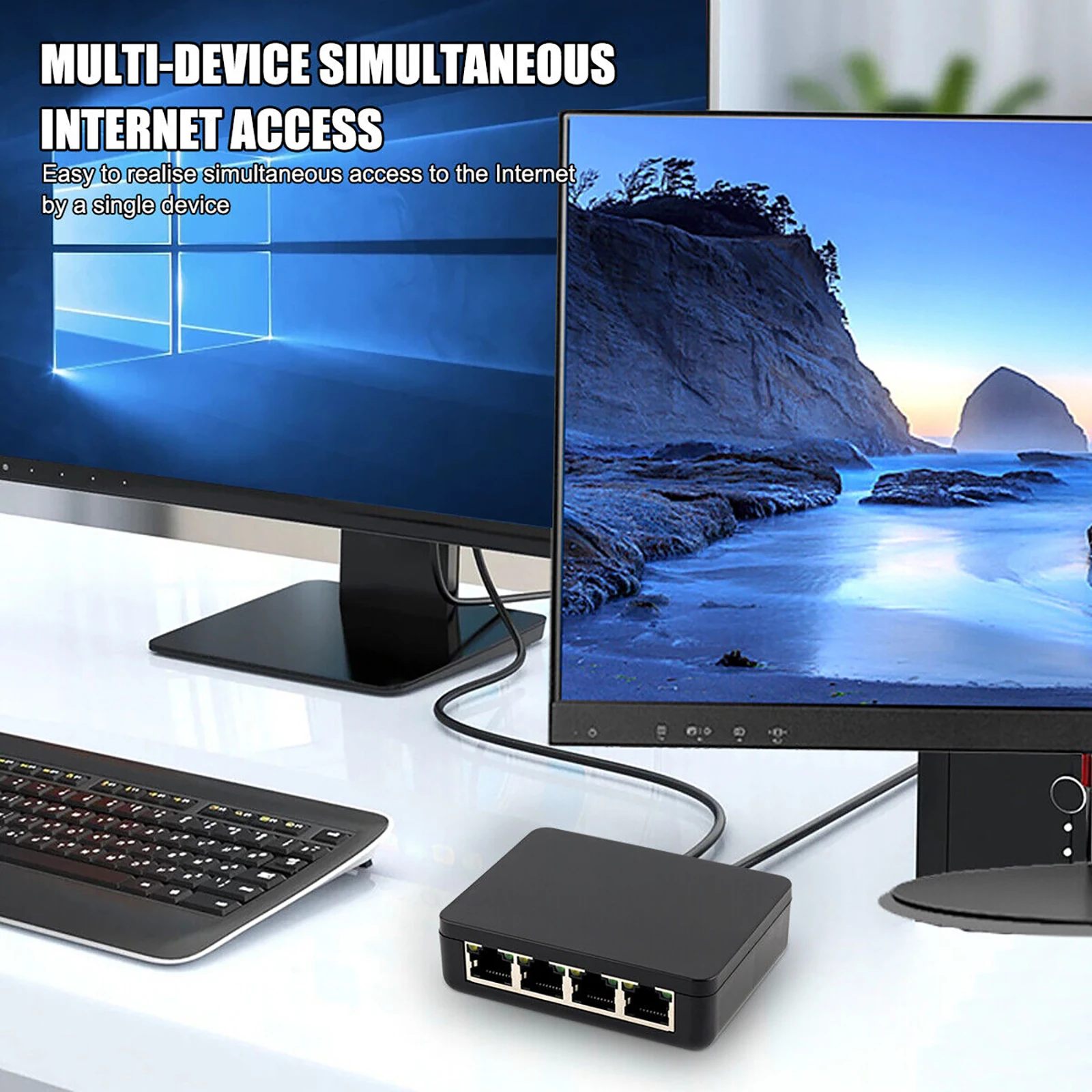 Divisor RJ45 de 1 a 4 vías, adaptador divisor Ethernet Gigabit de 1000Mbps, extensor de Cable de red de Internet, conector RJ45 para enrutador de PC